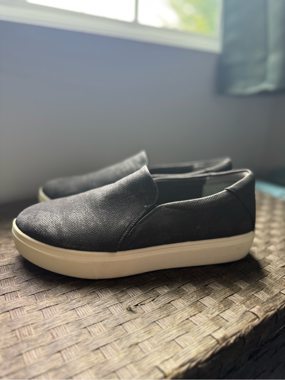 Dr. Scholl's Women's Slip-On Sneakers in Black with Teal Insole